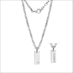 Bracciale Comete catena argento con diamante e tag rettangolare