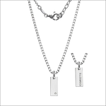 Pendente Comete argento rettangolare con diamante e incisione sul retro