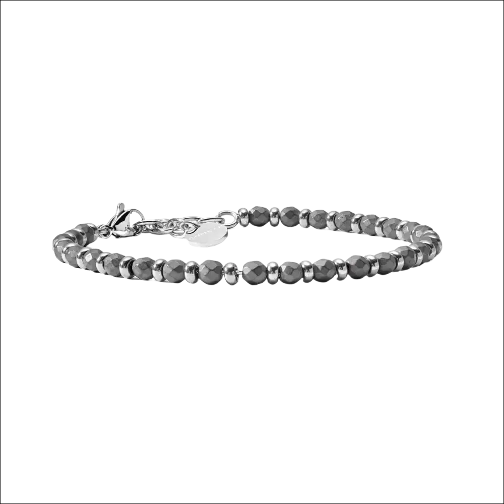 Bracciale Comete District Ematite Gun Metal UBR 923 in argento con sfere e perline ematite