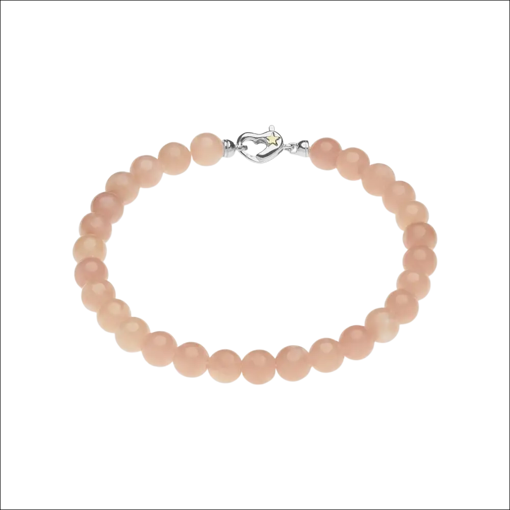 Bracciale Comete Gioielli Opale Rosa con perline pesca e clasp cuore argento