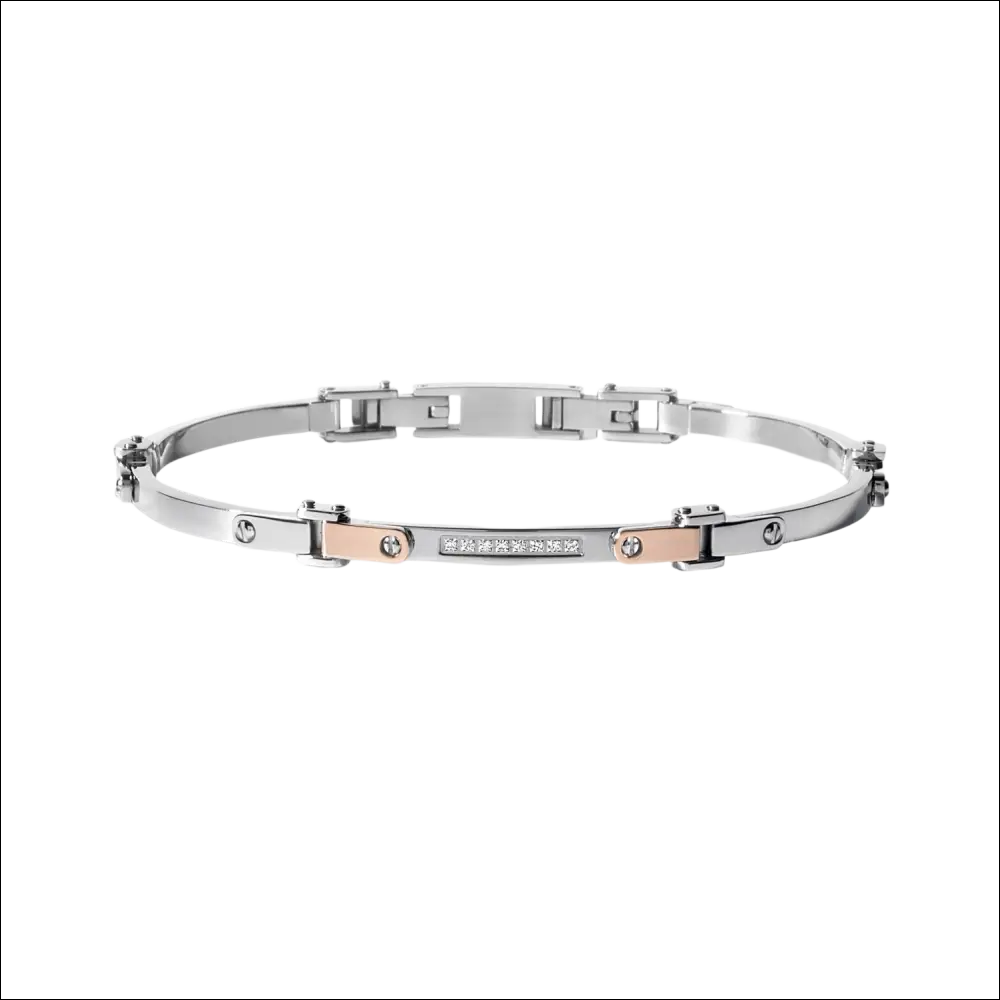 Bracciale Comete UBR 499 due toni acciaio rose gold e diamanti