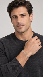 Bracciale uomo Comete Diamonds Label acciaio, oro e diamanti UBR 499|bonini-gioielli