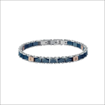 Bracciale COMETE Uomo Tyres acciaio rosé blu zirconi navy e oro rosa|bonini-gioielli
