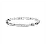 Bracciale da uomo Comete Acciaio UBR 456 Faces, catena intrecciata argento con frecce e pietre nere