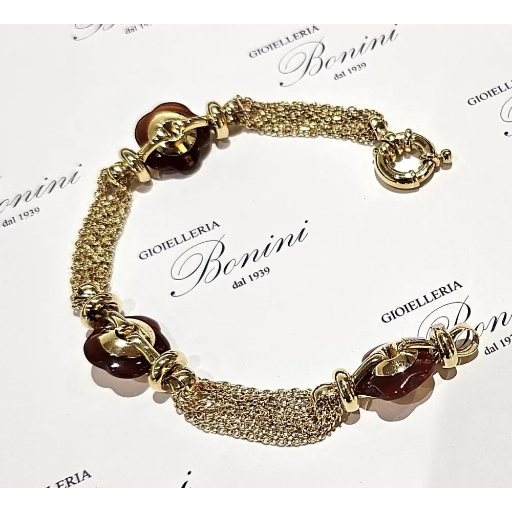 bracciale donna oro giallo 750/1000 e corniole UNOAERRE|bonini-gioielli