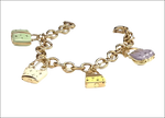 Bracciale donna oro giallo con ciondoli lucchetto smalti pastello