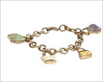 Bracciale donna oro giallo con ciondoli lucchetto chiave smalti verde menta