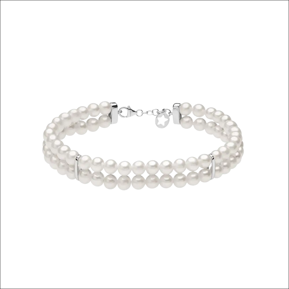 Bracciale doppio filo perle Comete BRQ 367 con chiusura argento e charm stella
