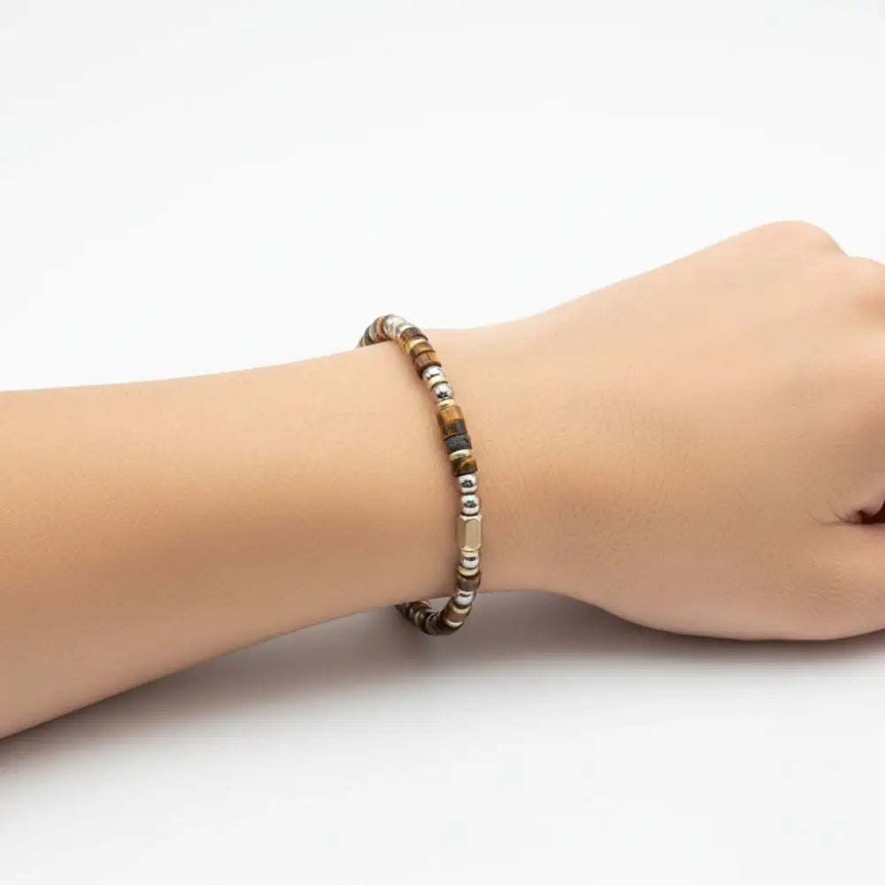 Bracciale Occhio di Tigre e pietra lavica COMETE|bonini-gioielli