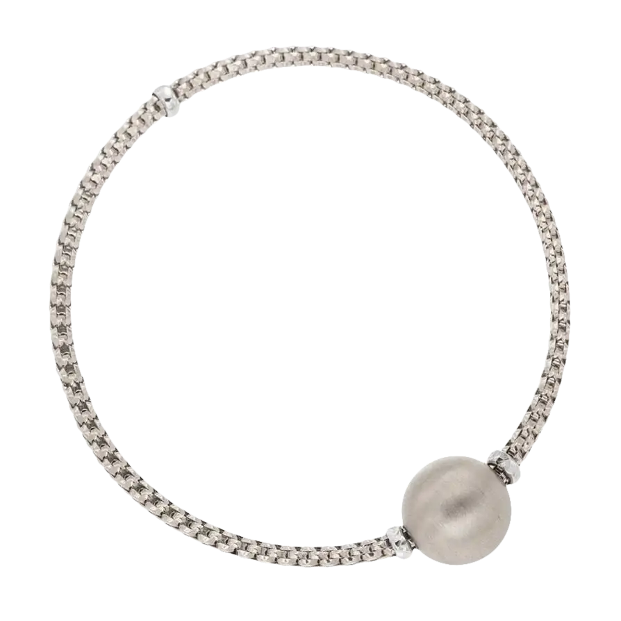 Bracciale Oro Bianco Galileo Sparkling Glamour con catena in mesh argento e sfera opaca