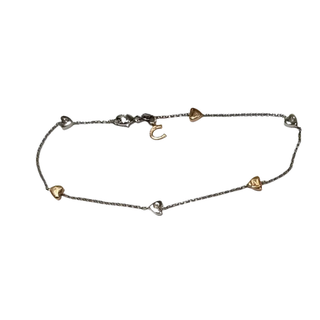 Bracciale oro e diamanti BRT 185 COMETE GIOIELLI con ciondoli a cuore in argento e oro rosa