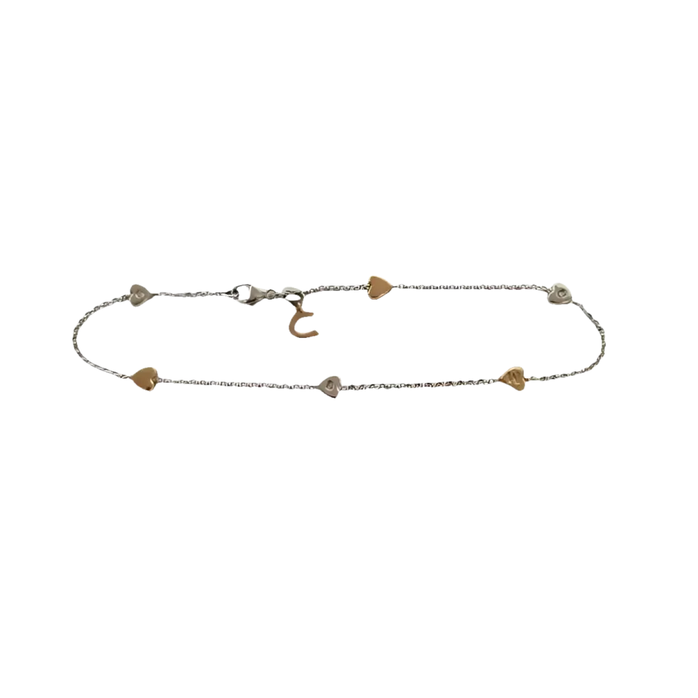 Bracciale oro e diamanti BRT 185 COMETE GIOIELLI con catenina d’argento e charm a cuore