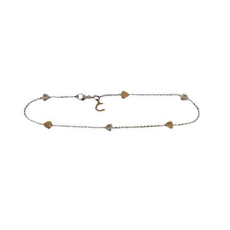 Bracciale oro e diamanti BRT 185 COMETE GIOIELLI con catenina d’argento e charm a cuore