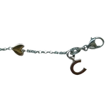 Bracciale oro e diamanti BRT 185 COMETE GIOIELLI con catena argento e charm cuore e ferro di cavallo