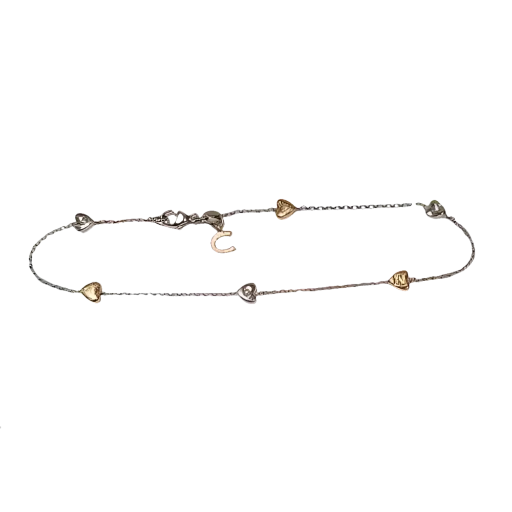 Bracciale oro e diamanti BRT 185 COMETE GIOIELLI con ciondoli a cuore e ferro di cavallo