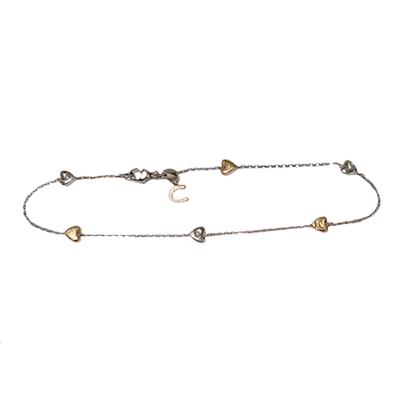 Bracciale oro e diamanti BRT 185 COMETE GIOIELLI con ciondoli a cuore e ferro di cavallo