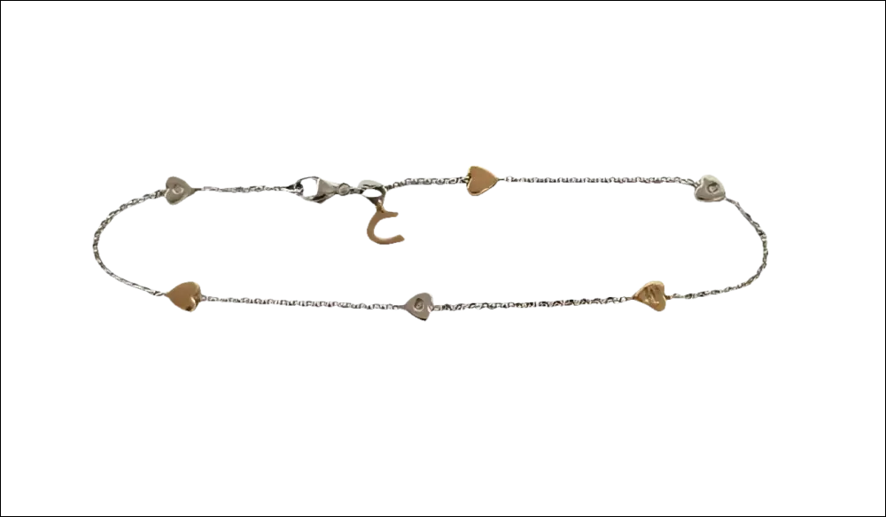 Bracciale oro e diamanti BRT 185 COMETE GIOIELLI con catenina d’argento e charm a cuore