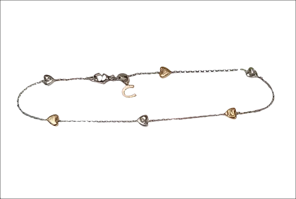 Bracciale oro e diamanti BRT 185 COMETE GIOIELLI con ciondoli a cuore e ferro di cavallo