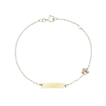 Bracciale oro giallo bimbo Ambrosia ABZ 150 con catena, barra ID e fiore rosa
