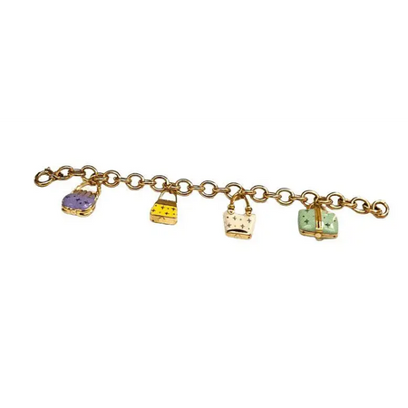 bracciale oro giallo donna ciondoli borsette colorate|bonini-gioielli