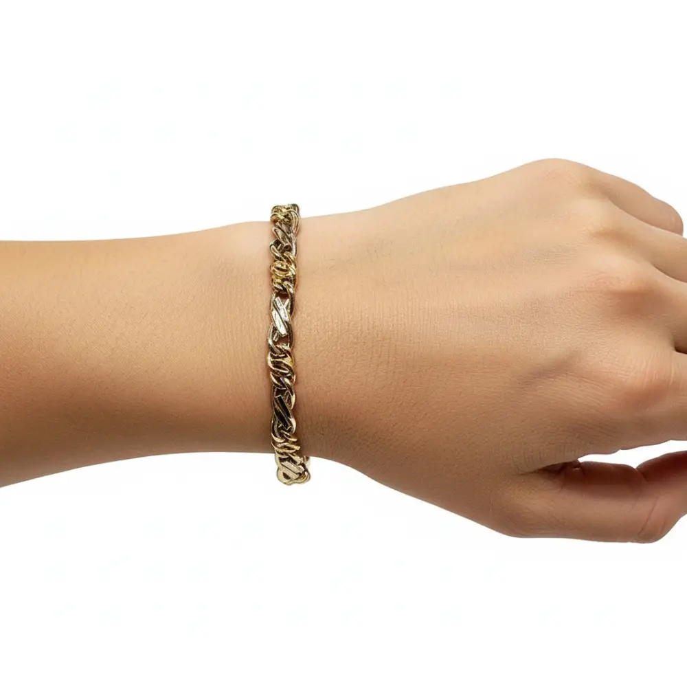 Bracciale oro giallo e bianco 750/1000 unisex|bnini-gioielli