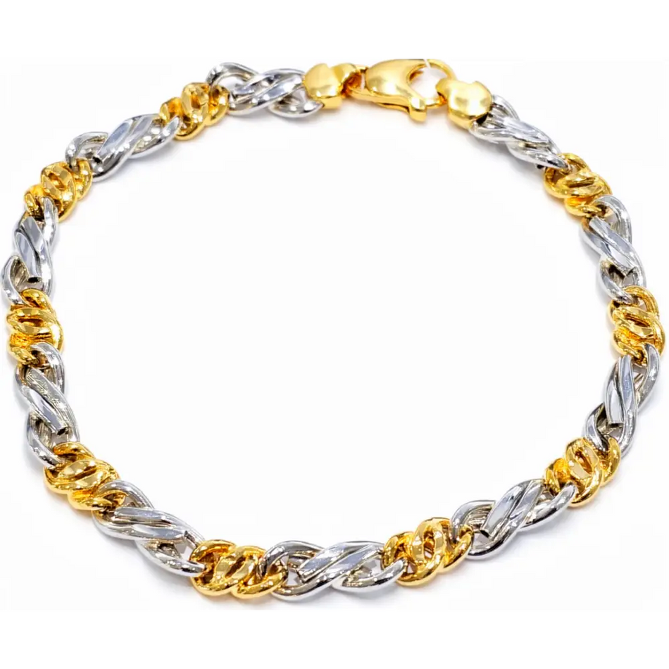 Bracciale oro giallo e bianco 750/1000 unisex|bonini-gioielli
