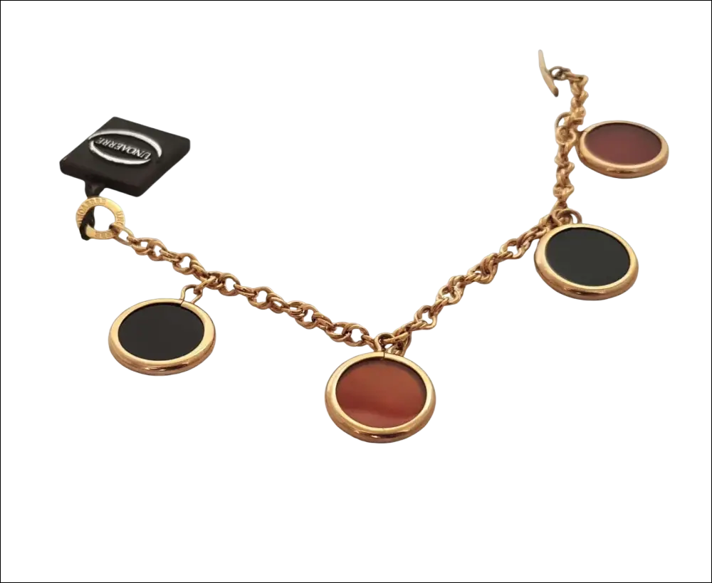 Bracciale Oro Rosa Corniola e Onice 1AR con charms agata e onice