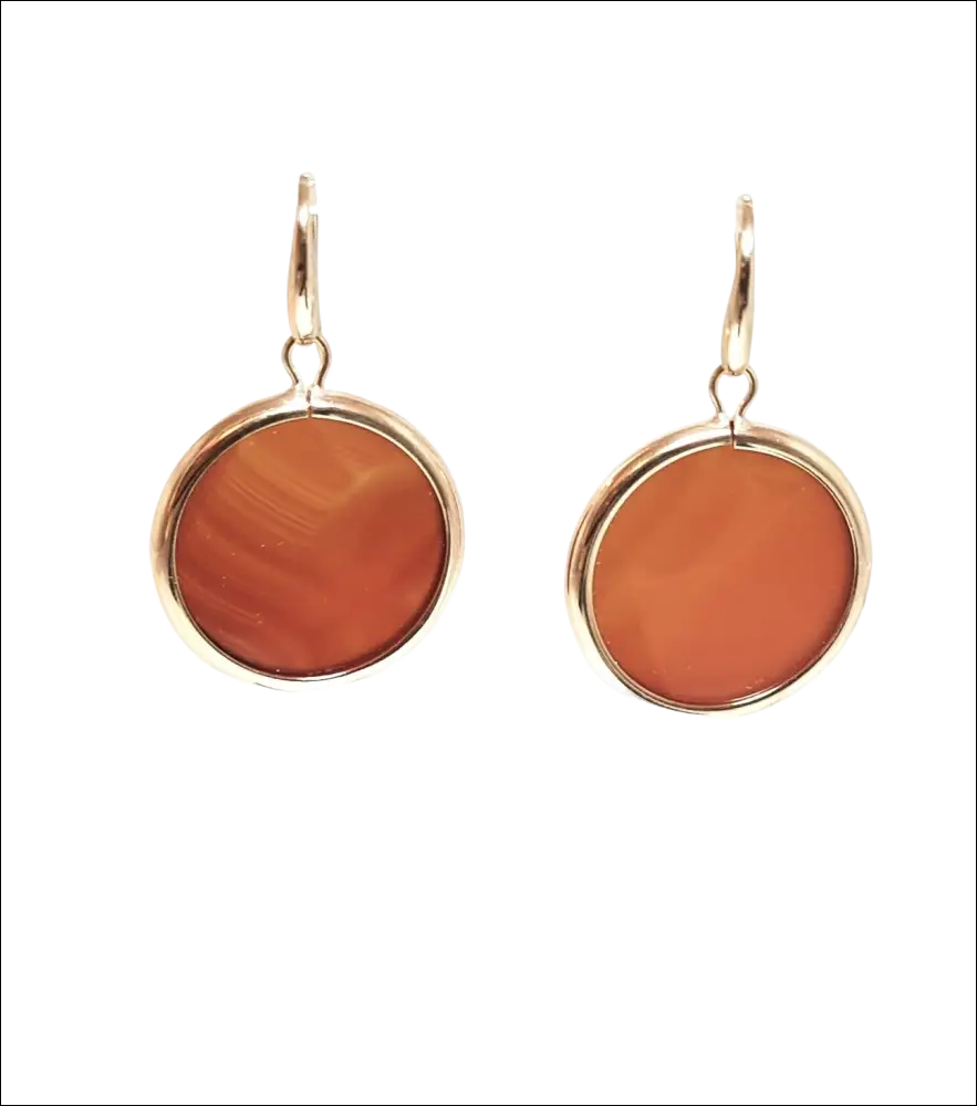 Orecchini a cerchio oro rosa con corniola arancione naturale Bracciale Oro Rosa Corniola e Onice 1AR