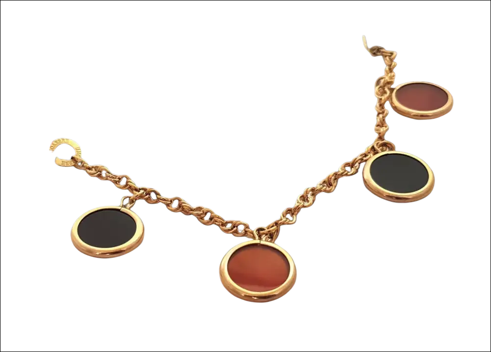 Bracciale oro rosa corniola e onice 1AR con catenina e charms circolari