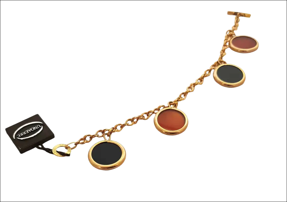 Bracciale Oro Rosa Corniola e Onice 1AR con pendenti ambra e nero