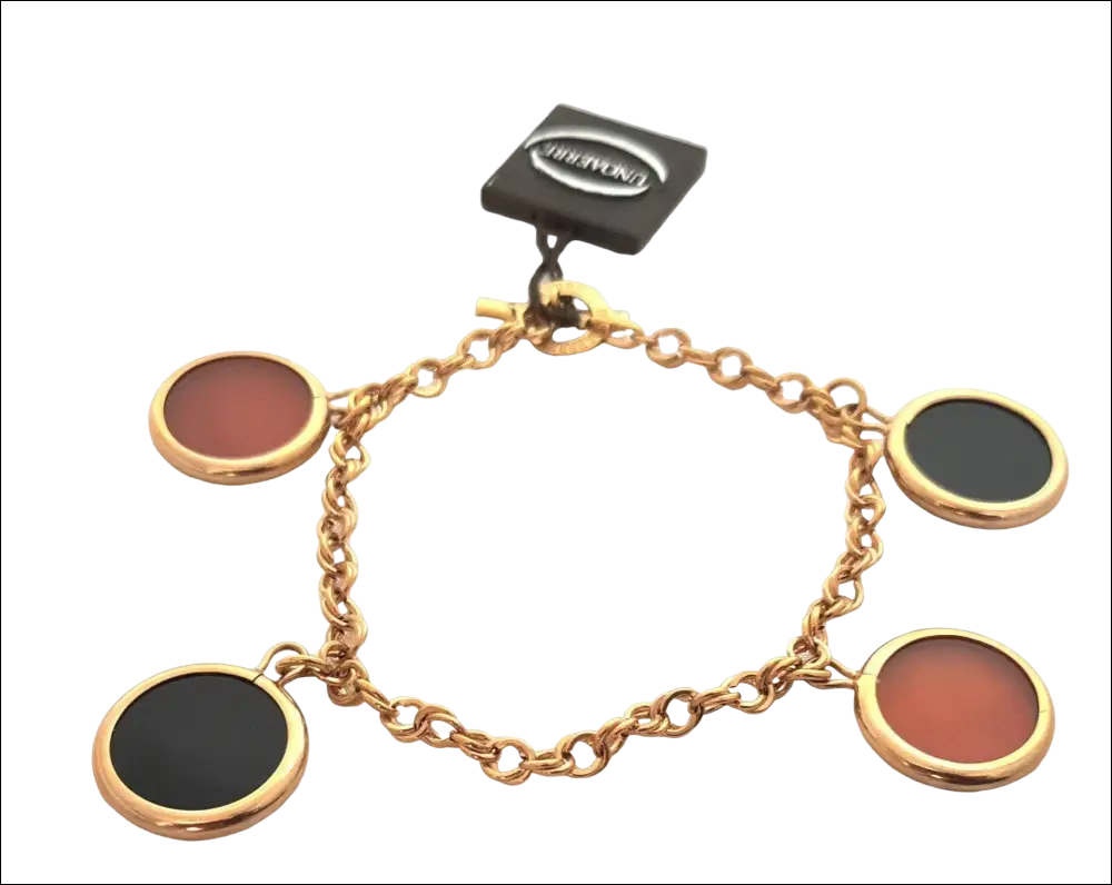Bracciale Oro Rosa Corniola e Onice 1AR con catena oro e charms ambra e onice
