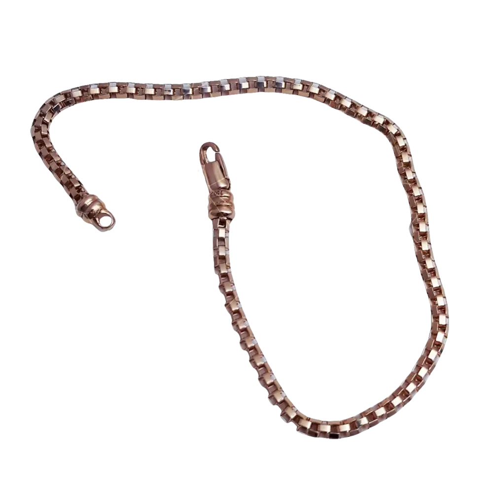 Bracciale Oro Rosa Rockstar Glamour in oro rosa con catena a scatola e chiusura a moschettone