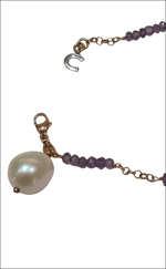 Bracciale Oro Rosé Comete BRP 148 con perla bianca e perline viola