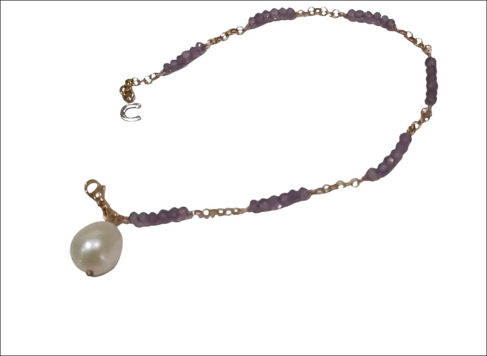 Bracciale Oro Rosé Comete BRP 148 con perle viola e oro rosa