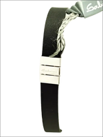 Bracciale in pelle nera con dettagli in metallo argento e targhetta SALVINI Cruise