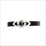 Bracciale in pelle nera con chiusura ovale in argento e diamanti SALVINI Cruise