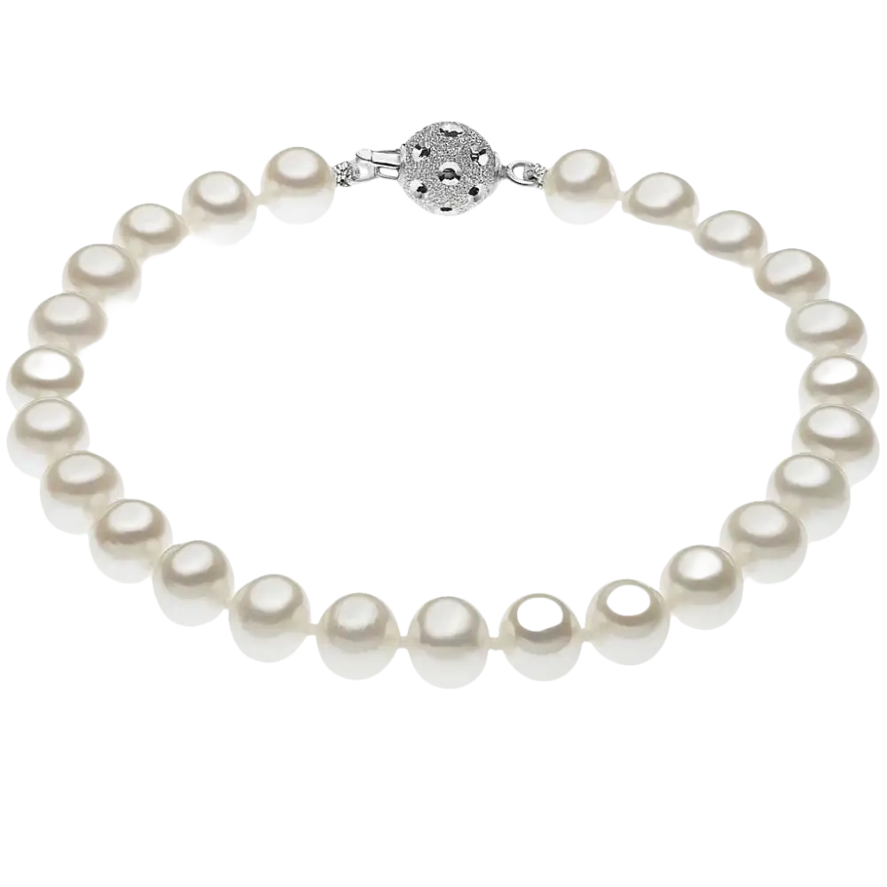 Bracciale Perle Akoya COMETE BSM 117 B con perle bianche e chiusura sferica brillante