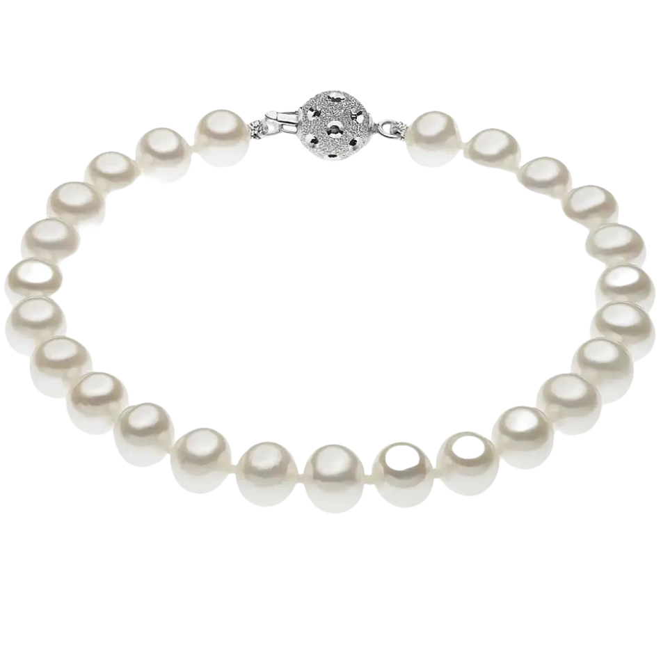 Bracciale Perle Akoya COMETE BSM 117 B con perle bianche e chiusura sferica brillante