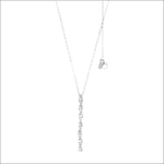 Collana argento a forma di Y con gocce di pietre preziose trasparenti e pendente verticale