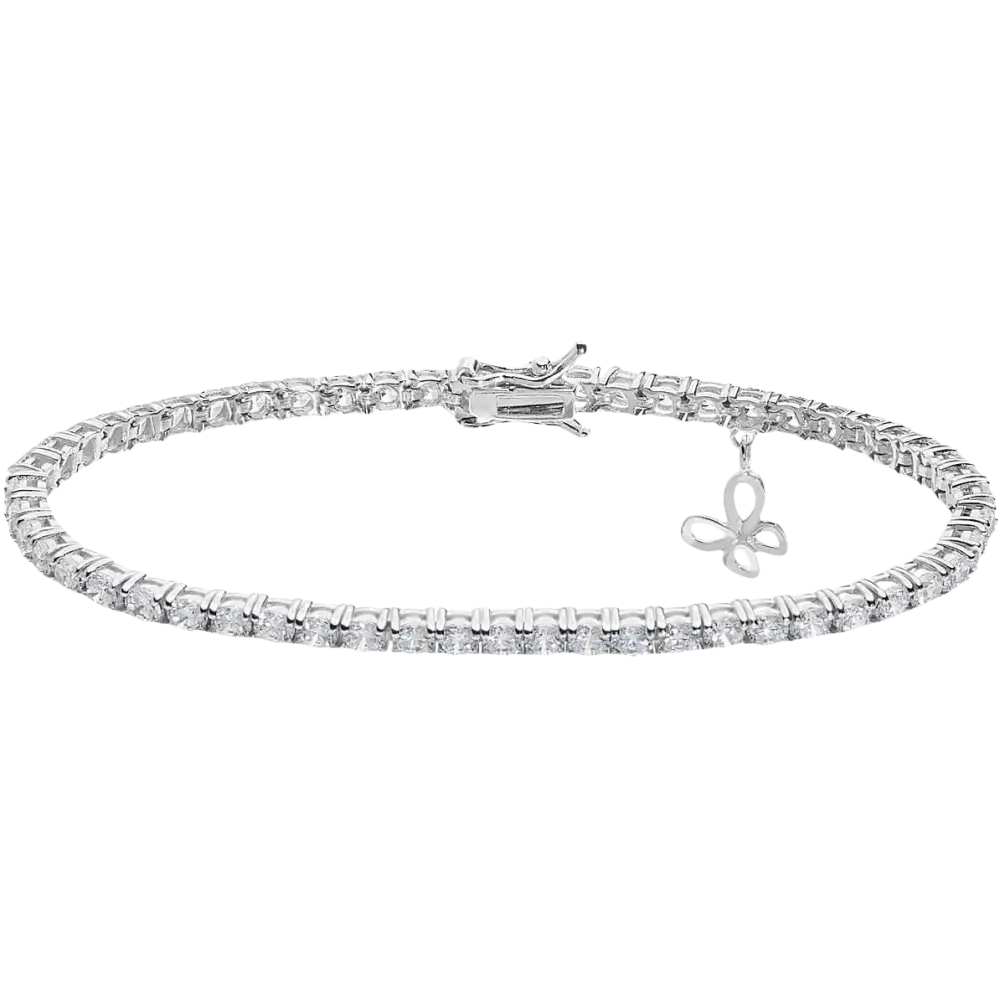Bracciale Tennis Argento Comete Wedding BRA 171 con farfalla charm in argento