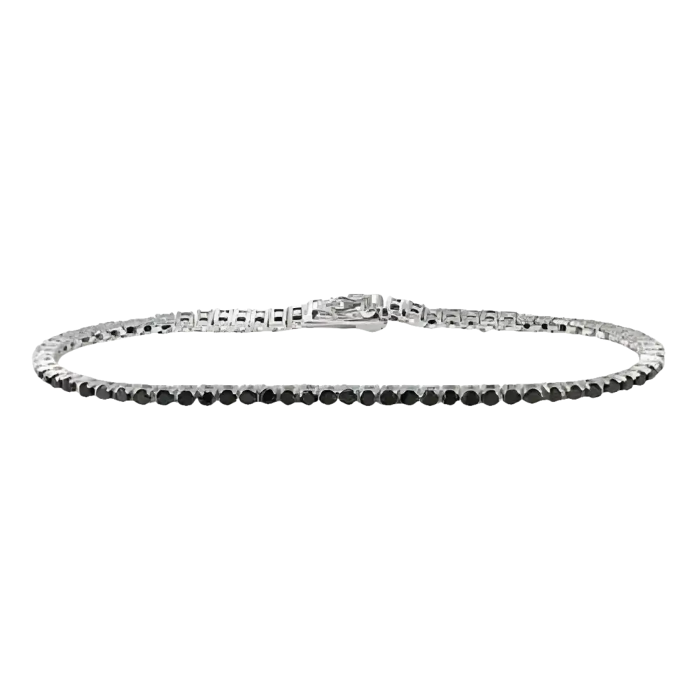 Bracciale Tennis Argento e Zirconi Neri Bliss con pietre nere e chiusura in argento