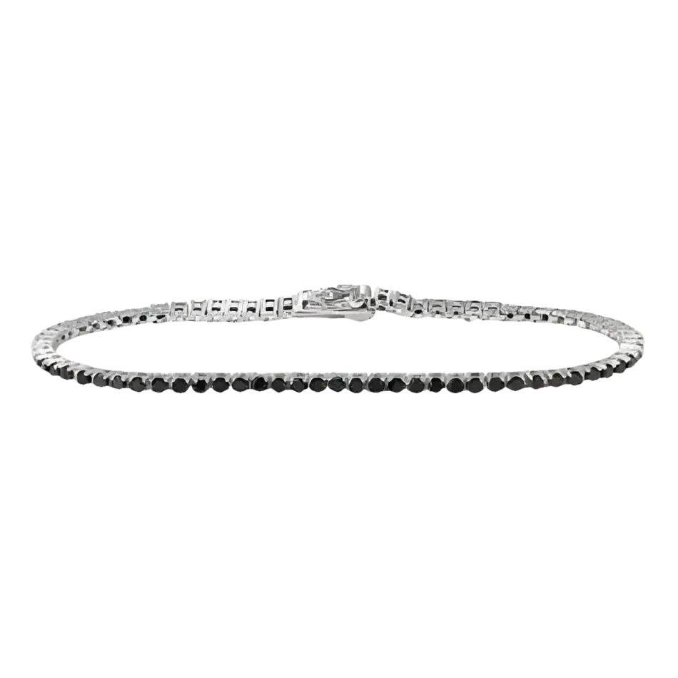 Bracciale Tennis Argento e Zirconi Neri Bliss con pietre nere e chiusura in argento