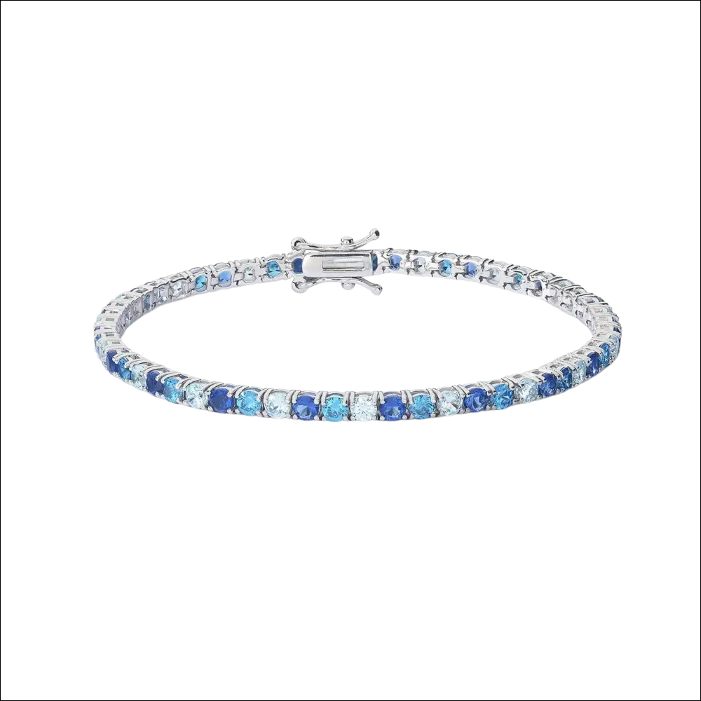 Bracciale tennis argento zirconi blu, topazio e acquamarina|bonini-gioielli 