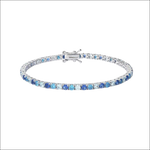 Bracciale tennis argento zirconi blu, topazio e acquamarina|bonini-gioielli 