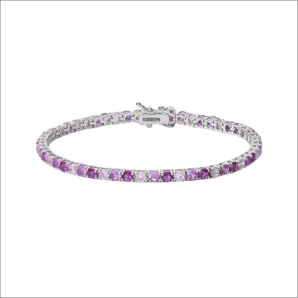 Bracciale tennis argento con zirconi fucsia rosa comete viola