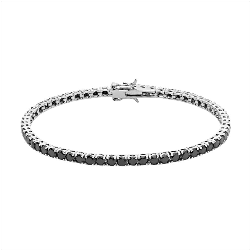 Bracciale tennis argento zirconi neri comete uomo, elegante e sicuro