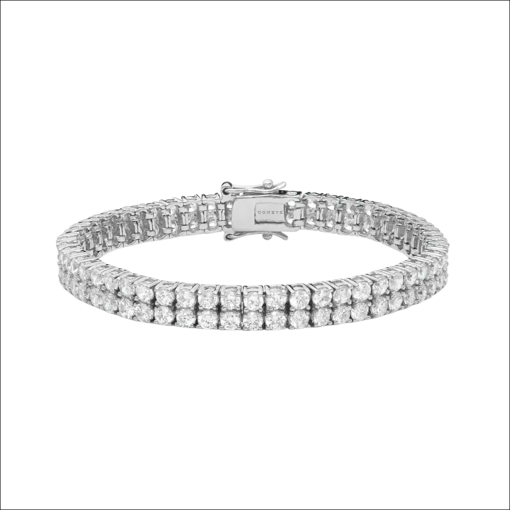 Bracciale tennis doppio argento zirconi comete scintillante