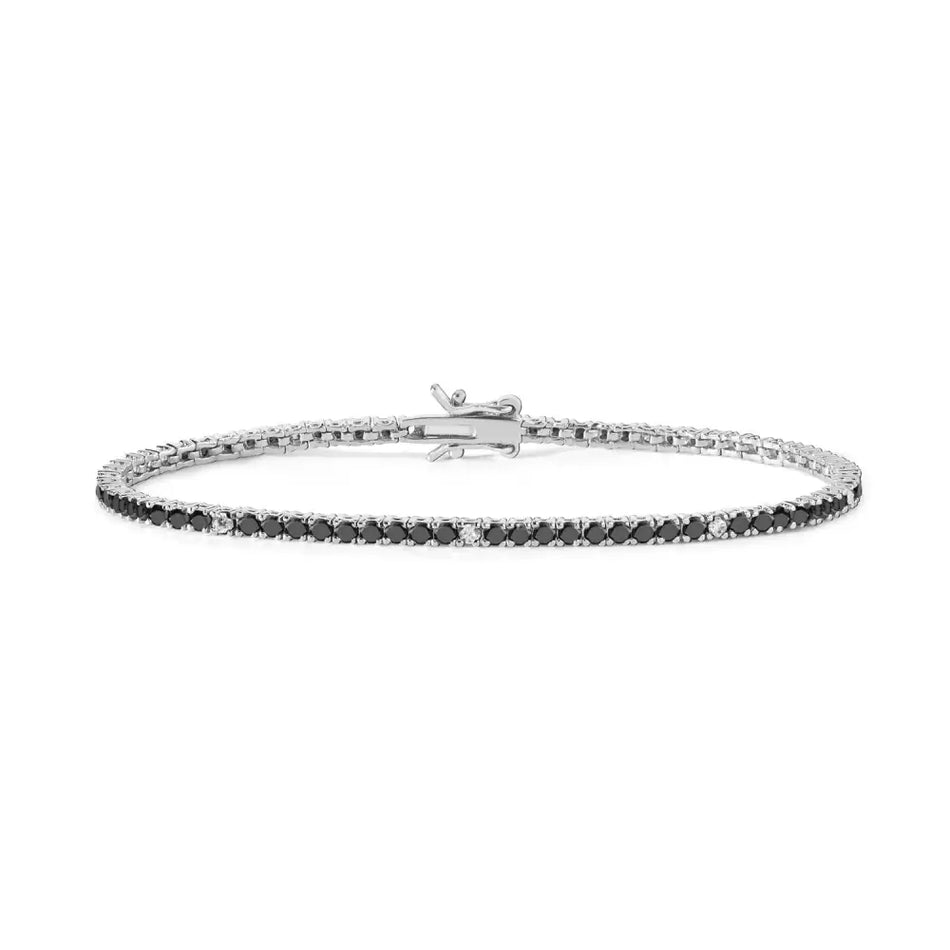 bracciale tennis zirconi neri e bianchi BRA 176 COMETE - Gioielleria Bonini