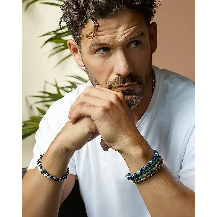 Bracciale Uomo acciaio agata blu e turchese COMETE|bonini-gioielli