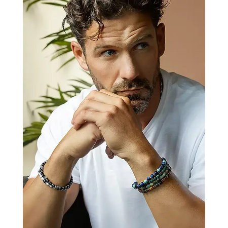 Bracciale Uomo acciaio agata blu e turchese COMETE|bonini-gioielli